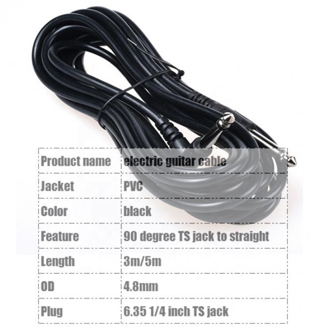 Personalização 10FT 90 Graus para Direito 1/4 6.35mm TS Jack Instrument Patch Guitar Cable 1