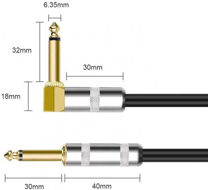 10FT durável azul trançado 90 graus em ângulo reto 1/4 TS Jack Instrumento Elétrico Guitar Patch Cable 1