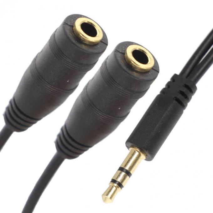 1 Homem para 2 Mulher Split 3.5mm Jack estéreo fone de ouvido Áudio Y Splitter cabo 0