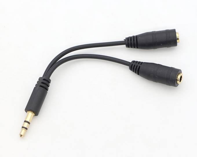 1 Homem para 2 Mulher Split 3.5mm Jack estéreo fone de ouvido Áudio Y Splitter cabo 4