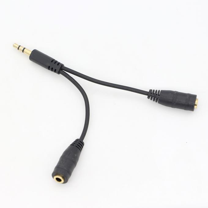 1 Homem para 2 Mulher Split 3.5mm Jack estéreo fone de ouvido Áudio Y Splitter cabo 3