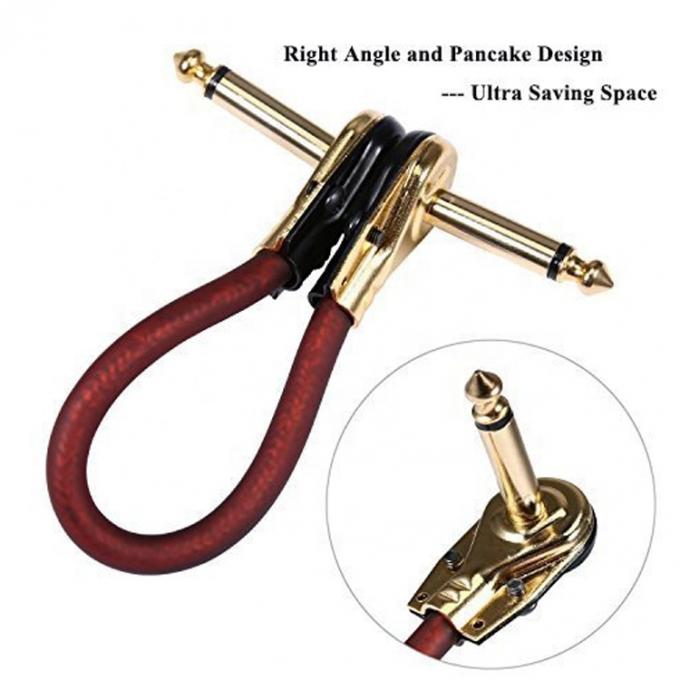 1/4 de polegada de ouro ângulo direito Mono TS Jack Instrument Cord Guitar Patch Cable 4