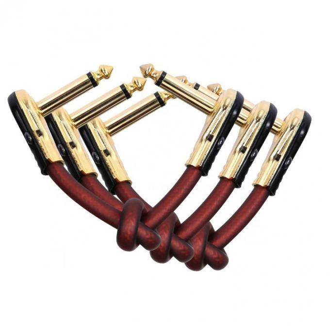 1/4 de polegada de ouro ângulo direito Mono TS Jack Instrument Cord Guitar Patch Cable 3