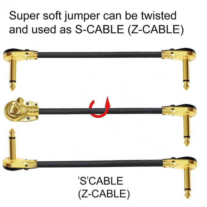 1/4 de polegada de ouro ângulo direito Mono TS Jack Instrument Cord Guitar Patch Cable 5