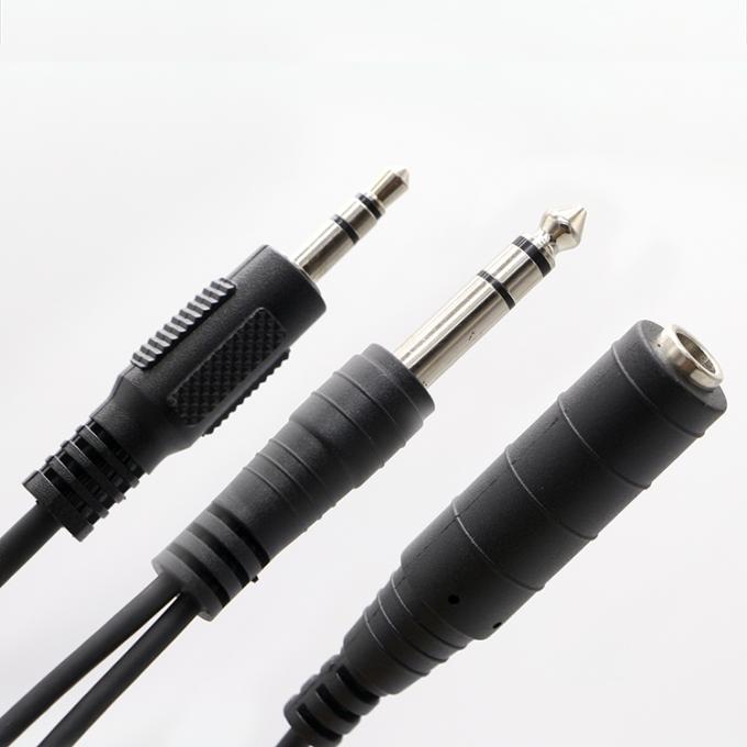 Y Splitter Homem para Mulher 6.35mm 3.5mm TRS Microfone Jack estéreo cabo de áudio 2