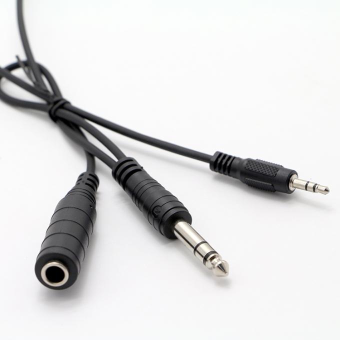 Y Splitter Homem para Mulher 6.35mm 3.5mm TRS Microfone Jack estéreo cabo de áudio 1