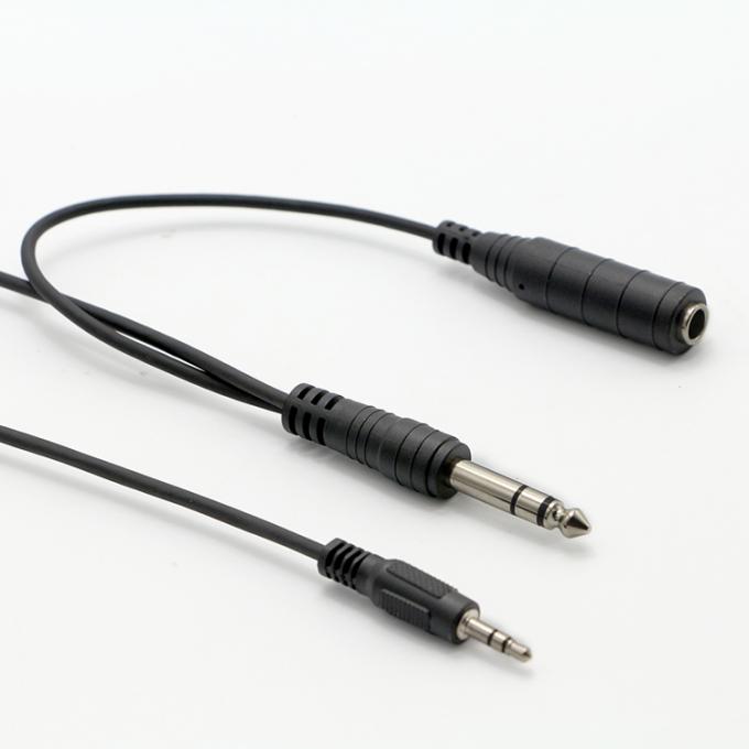 Y Splitter Homem para Mulher 6.35mm 3.5mm TRS Microfone Jack estéreo cabo de áudio 6