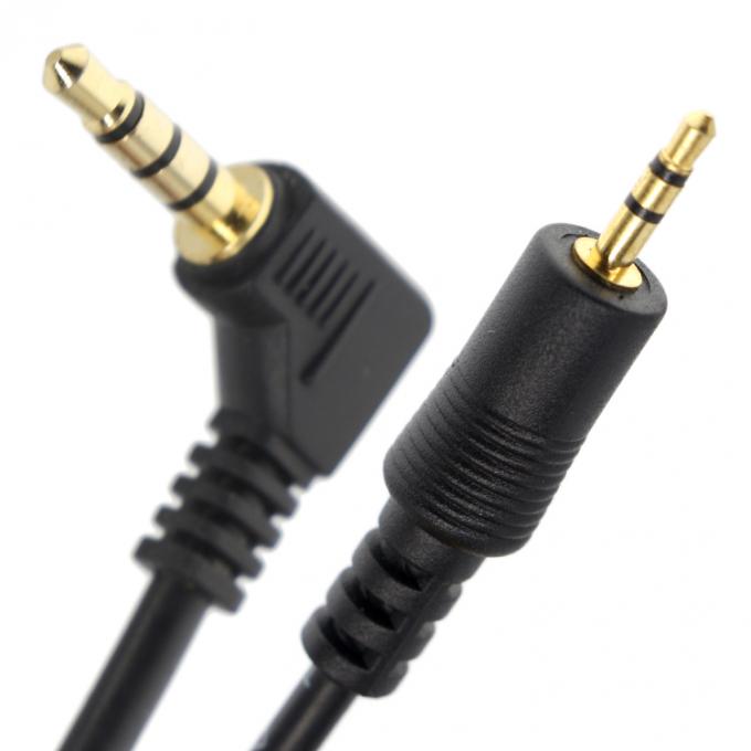 Cable de tomada de áudio com 3 polos e ângulo direito de 2,5 mm TRS a 3,5 mm Mono TRRS Aux Stereo 0