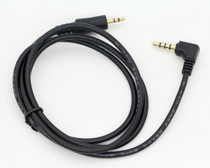 Cable de tomada de áudio com 3 polos e ângulo direito de 2,5 mm TRS a 3,5 mm Mono TRRS Aux Stereo 4