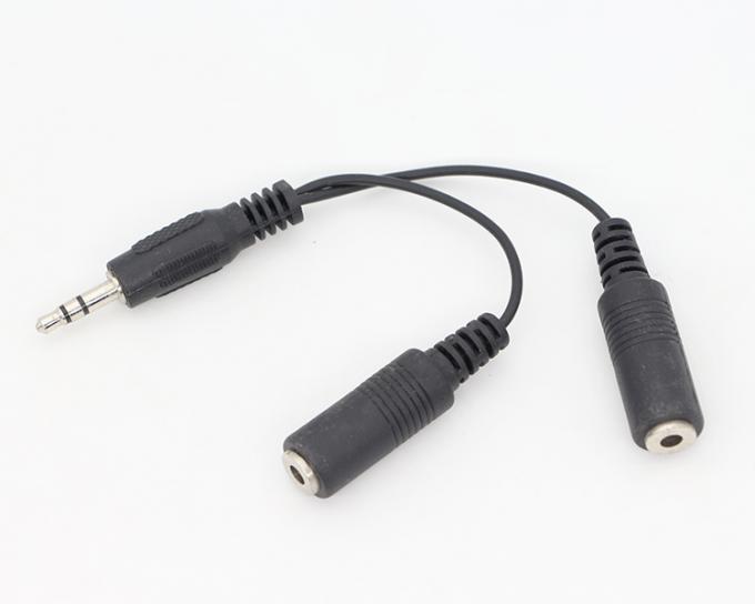 CUSTOM 3.5mm Jack 1 homem para 2 Mulher Y Splitter Headphone Jack Mic PC Áudio TRS Splitter Cable 0