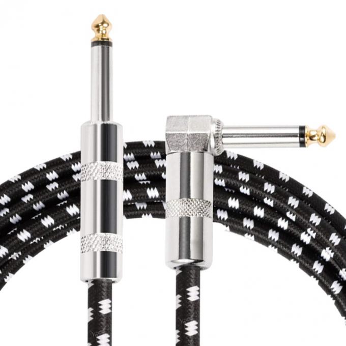 OEM 1M 1/4 Inch 6.35mm TS Instrumentos de ângulo direito Acessórios Bass Amplificador Pedal Guitarra Jack Patch Cable 1