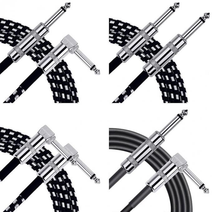 OEM 1M 1/4 Inch 6.35mm TS Instrumentos de ângulo direito Acessórios Bass Amplificador Pedal Guitarra Jack Patch Cable 5