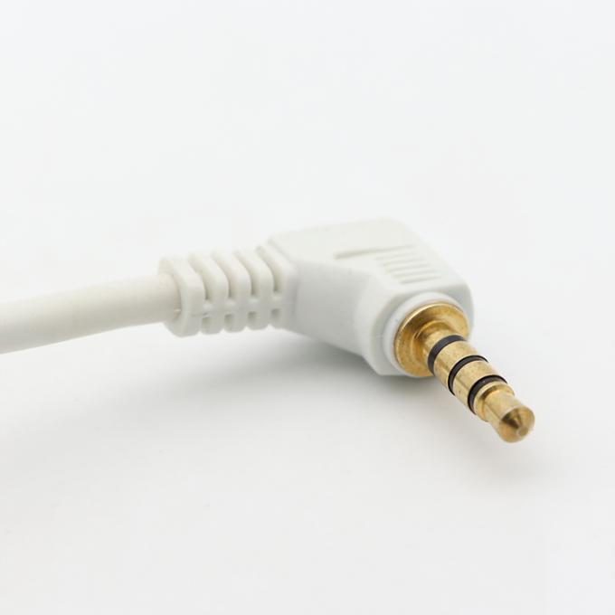 Conector de ouro branco personalizado macho para macho ângulo direito 3.5mm Jack TRRS Plug Stereo Audio Cable 1