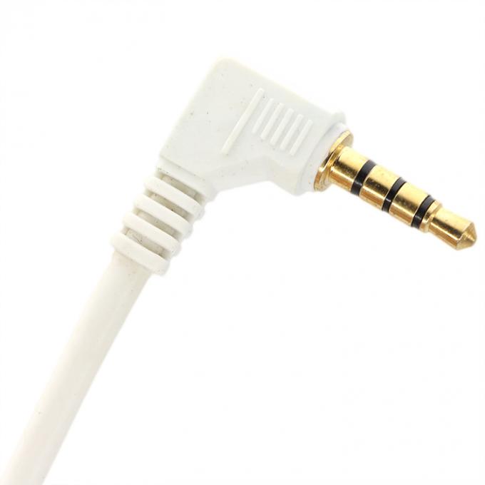 Conector de ouro branco personalizado macho para macho ângulo direito 3.5mm Jack TRRS Plug Stereo Audio Cable 2
