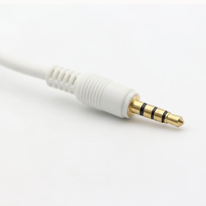 Conector de ouro branco personalizado macho para macho ângulo direito 3.5mm Jack TRRS Plug Stereo Audio Cable 3