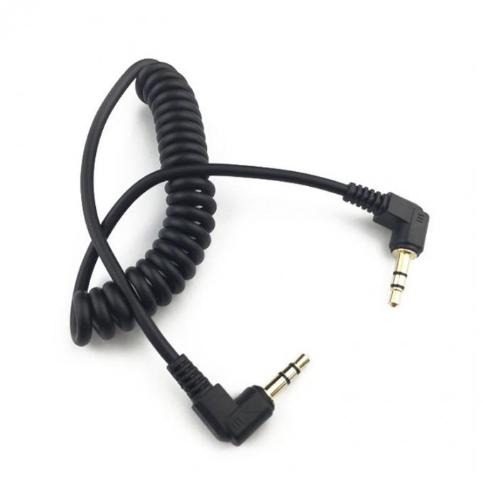 90 graus Homem para Homem 3.5mm Jack Enrolado fone de ouvido Stereo Aux Audio extensão cabo 1