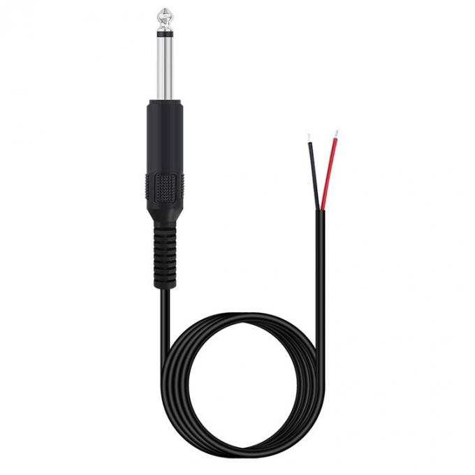 6.35mm 1/4 Inch TS 2 Ploes Jack Mono Macho Plug de Áudio para fio nu Cabo de extremidade aberta para microfone 0
