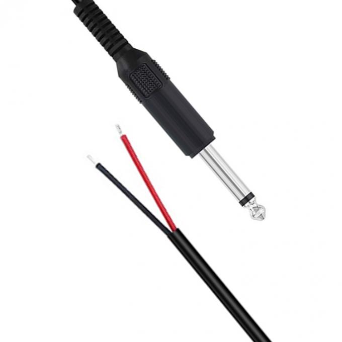6.35mm 1/4 Inch TS 2 Ploes Jack Mono Macho Plug de Áudio para fio nu Cabo de extremidade aberta para microfone 1