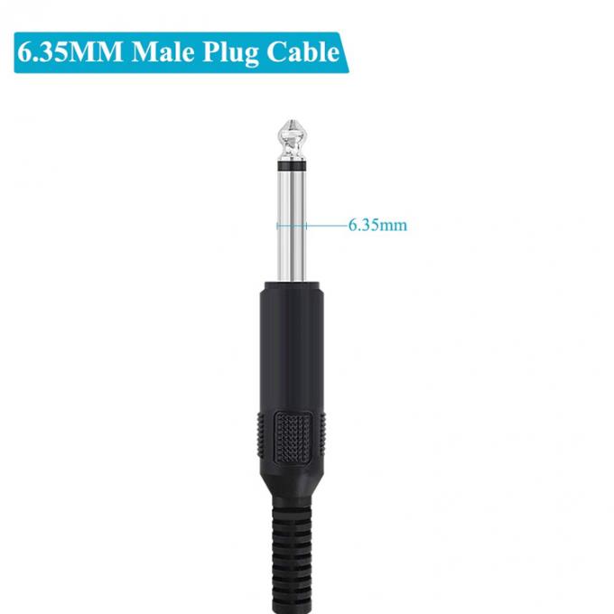 6.35mm 1/4 Inch TS 2 Ploes Jack Mono Macho Plug de Áudio para fio nu Cabo de extremidade aberta para microfone 3