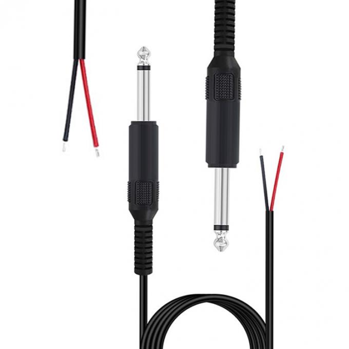 6.35mm 1/4 Inch TS 2 Ploes Jack Mono Macho Plug de Áudio para fio nu Cabo de extremidade aberta para microfone 4