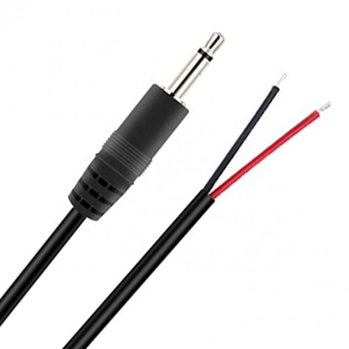 Custom 2 Poles TS 3.5mm Stereo Audio Mono Jack Plug-in masculino para Pigtail despojado Cable de fim de fio nu em lata 2