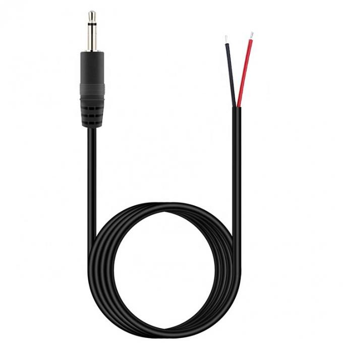 Custom 2 Poles TS 3.5mm Stereo Audio Mono Jack Plug-in masculino para Pigtail despojado Cable de fim de fio nu em lata 0