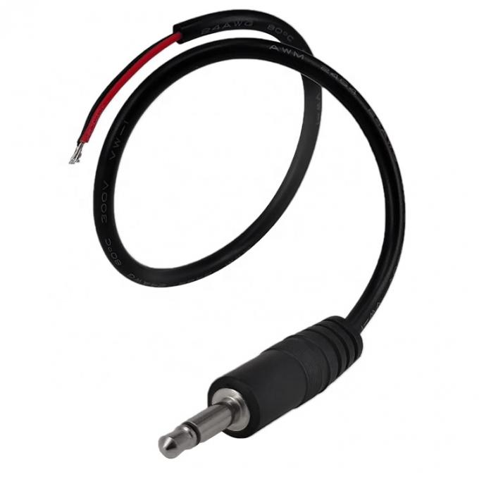 Custom 2 Poles TS 3.5mm Stereo Audio Mono Jack Plug-in masculino para Pigtail despojado Cable de fim de fio nu em lata 3