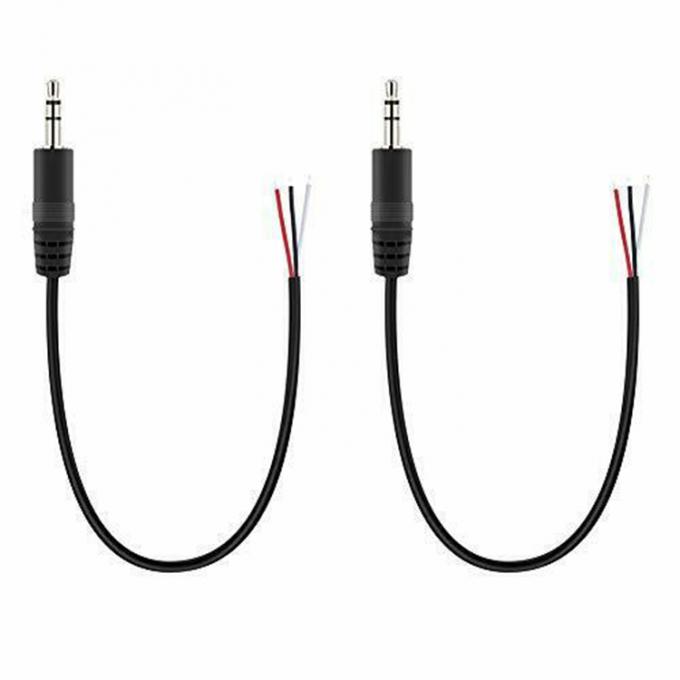 Custom 3 Polos 3.5mm Jack de áudio estéreo para coxa de porco despojado em lata Cabo de fim de fio nu 5