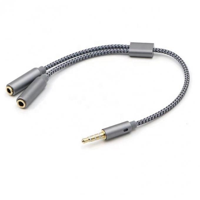 1 entrada para 2 saída forma Y 3,5 mm AUX microfone de áudio estéreo fone de ouvido splitter adaptador cabo 1