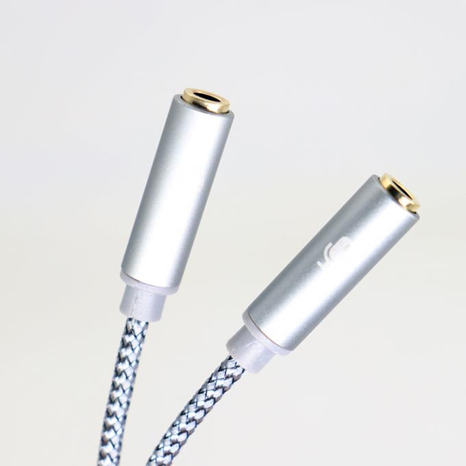 1 entrada para 2 saída forma Y 3,5 mm AUX microfone de áudio estéreo fone de ouvido splitter adaptador cabo 5