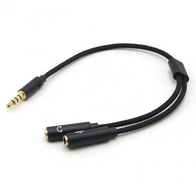 1 entrada para 2 saída forma Y 3,5 mm AUX microfone de áudio estéreo fone de ouvido splitter adaptador cabo 2