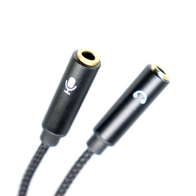 1 entrada para 2 saída forma Y 3,5 mm AUX microfone de áudio estéreo fone de ouvido splitter adaptador cabo 3