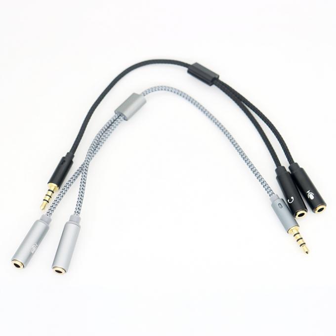 1 entrada para 2 saída forma Y 3,5 mm AUX microfone de áudio estéreo fone de ouvido splitter adaptador cabo 6