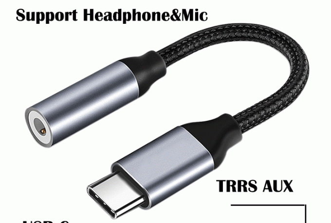 Adaptador de cabo de áudio de 3,5 mm de USB Tipo C para AUX de DAC altamente compatível para Samsung Pixel Google Phone 2