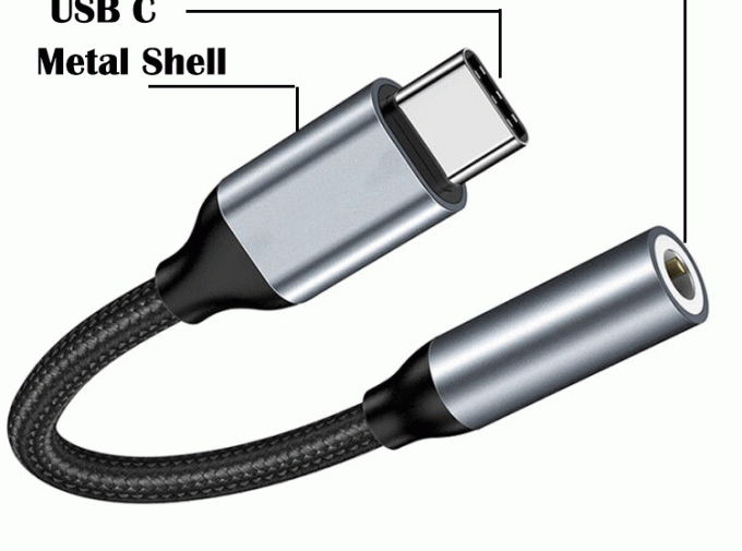 Adaptador de cabo de áudio de 3,5 mm de USB Tipo C para AUX de DAC altamente compatível para Samsung Pixel Google Phone 3