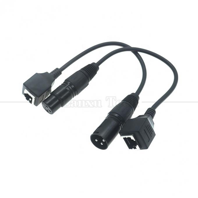 XLR 3 Pins Polos Homem Fêmea para RJ45 Fêmea Cat5 Network Ethernet Adapter Cable para LED Audio DMX CON Controller 1