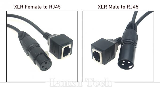 XLR 3 Pins Polos Homem Fêmea para RJ45 Fêmea Cat5 Network Ethernet Adapter Cable para LED Audio DMX CON Controller 0