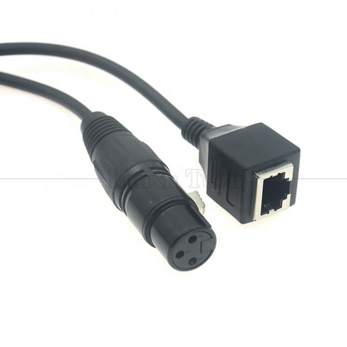 XLR 3 Pins Polos Homem Fêmea para RJ45 Fêmea Cat5 Network Ethernet Adapter Cable para LED Audio DMX CON Controller 3