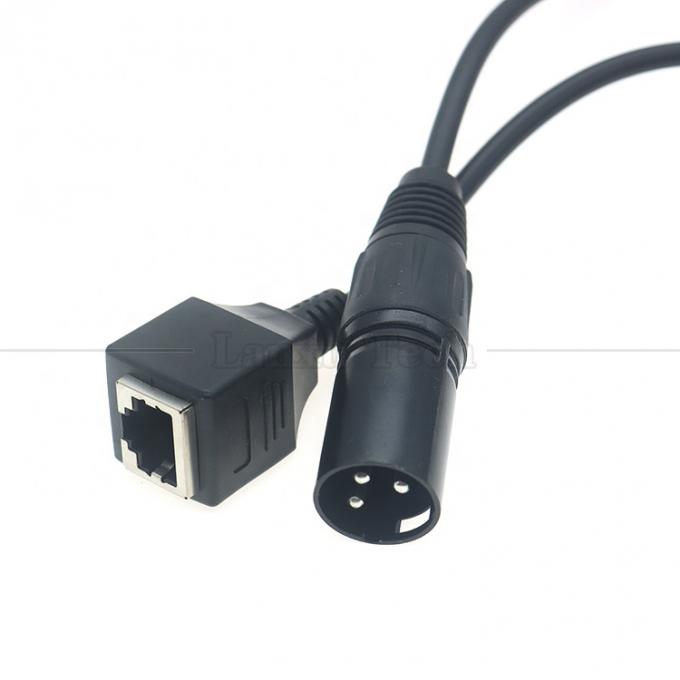 XLR 3 Pins Polos Homem Fêmea para RJ45 Fêmea Cat5 Network Ethernet Adapter Cable para LED Audio DMX CON Controller 2