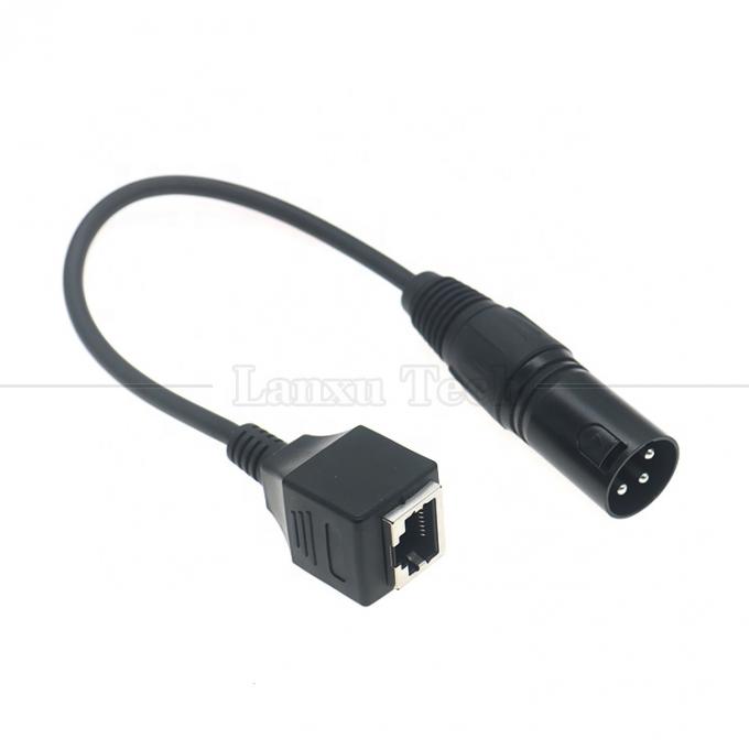 XLR 3 Pins Polos Homem Fêmea para RJ45 Fêmea Cat5 Network Ethernet Adapter Cable para LED Audio DMX CON Controller 5