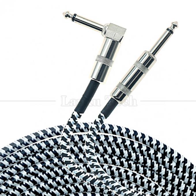 3M Metal trançado em ângulo reto 6.35mm 1/4 TS Jack Áudio Guitarra Elétrica Instrumento de Efeito Bass Amp Patch Lead Cable 1