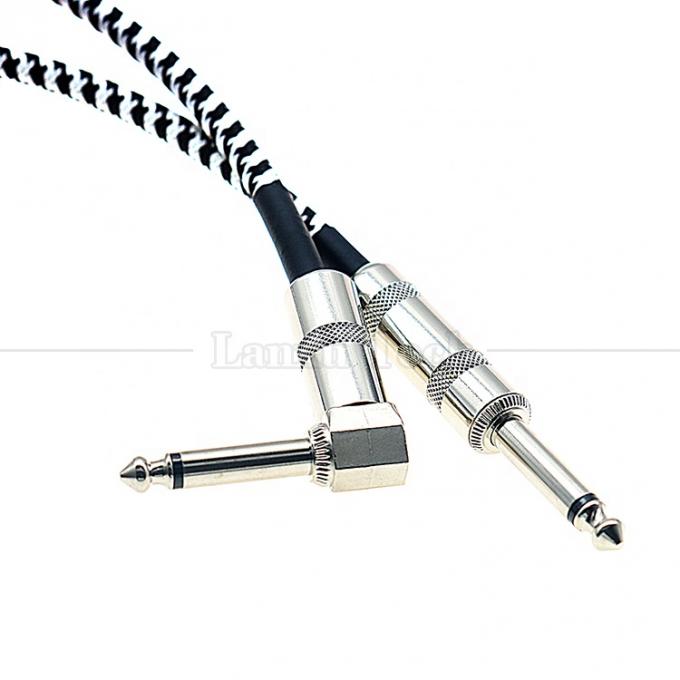 3M Metal trançado em ângulo reto 6.35mm 1/4 TS Jack Áudio Guitarra Elétrica Instrumento de Efeito Bass Amp Patch Lead Cable 3