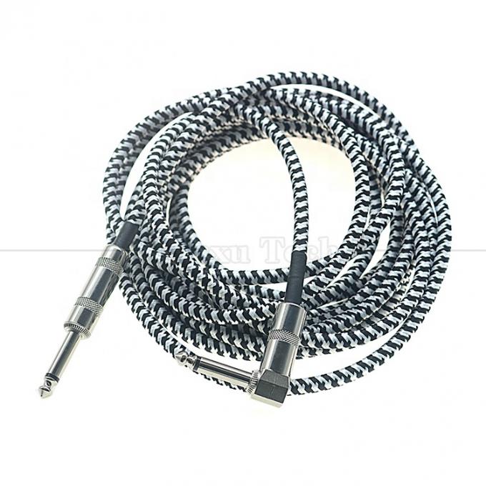 3M Metal trançado em ângulo reto 6.35mm 1/4 TS Jack Áudio Guitarra Elétrica Instrumento de Efeito Bass Amp Patch Lead Cable 2