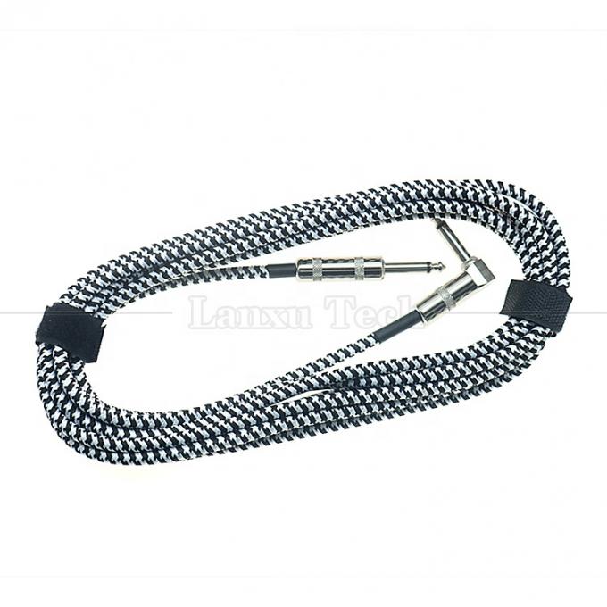 3M Metal trançado em ângulo reto 6.35mm 1/4 TS Jack Áudio Guitarra Elétrica Instrumento de Efeito Bass Amp Patch Lead Cable 5