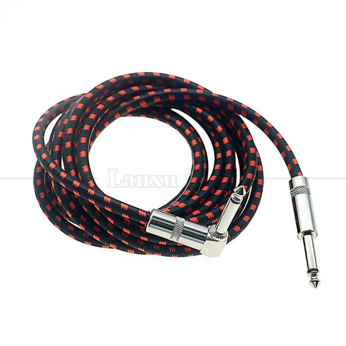 1m 3m 5m 1/4 6.35mm Mono TS Jack Plomo Trenzado Acessório de Guitarra Elétrica Patch Amp Efeito Amplificador de Instrumento 1