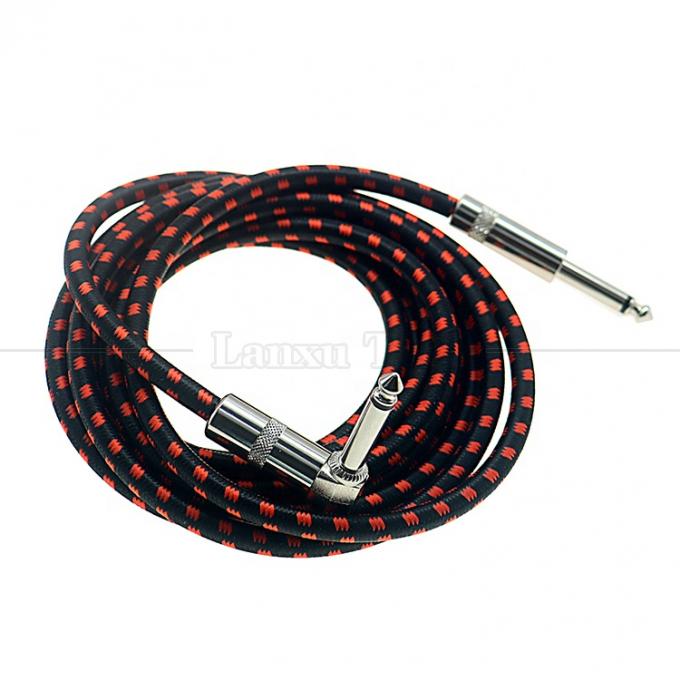 1m 3m 5m 1/4 6.35mm Mono TS Jack Plomo Trenzado Acessório de Guitarra Elétrica Patch Amp Efeito Amplificador de Instrumento 4