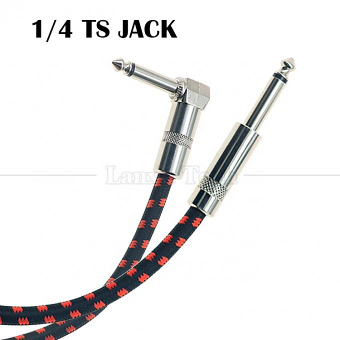 1m 3m 5m 1/4 6.35mm Mono TS Jack Plomo Trenzado Acessório de Guitarra Elétrica Patch Amp Efeito Amplificador de Instrumento 3
