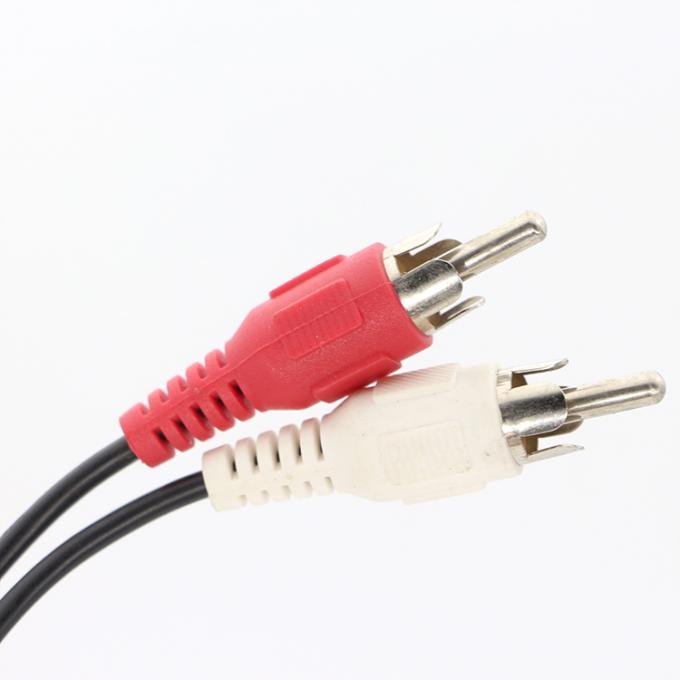 High End Audio Video TV Y Splitter 2 RCA macho para 2 RCA macho cabo de áudio e vídeo 1