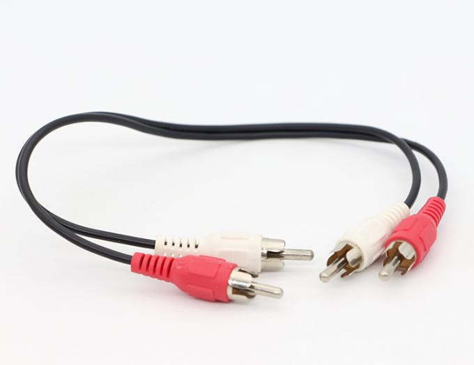 High End Audio Video TV Y Splitter 2 RCA macho para 2 RCA macho cabo de áudio e vídeo 4