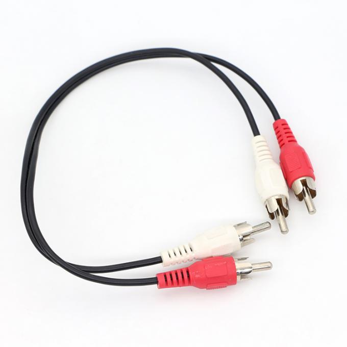High End Audio Video TV Y Splitter 2 RCA macho para 2 RCA macho cabo de áudio e vídeo 5